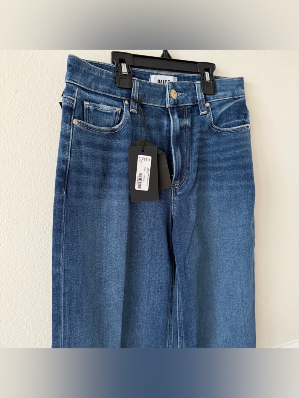 PAIGE Anessa Petite Ankle Wide Leg Raw Hem Jeans - Picture 3 of 10